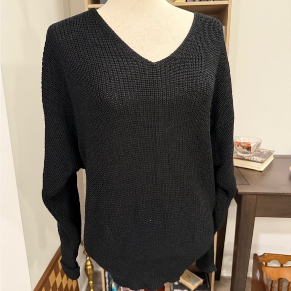 Vintage Marilyn Forbes Black V-Neck Sweater Large - Picture 1 of 5